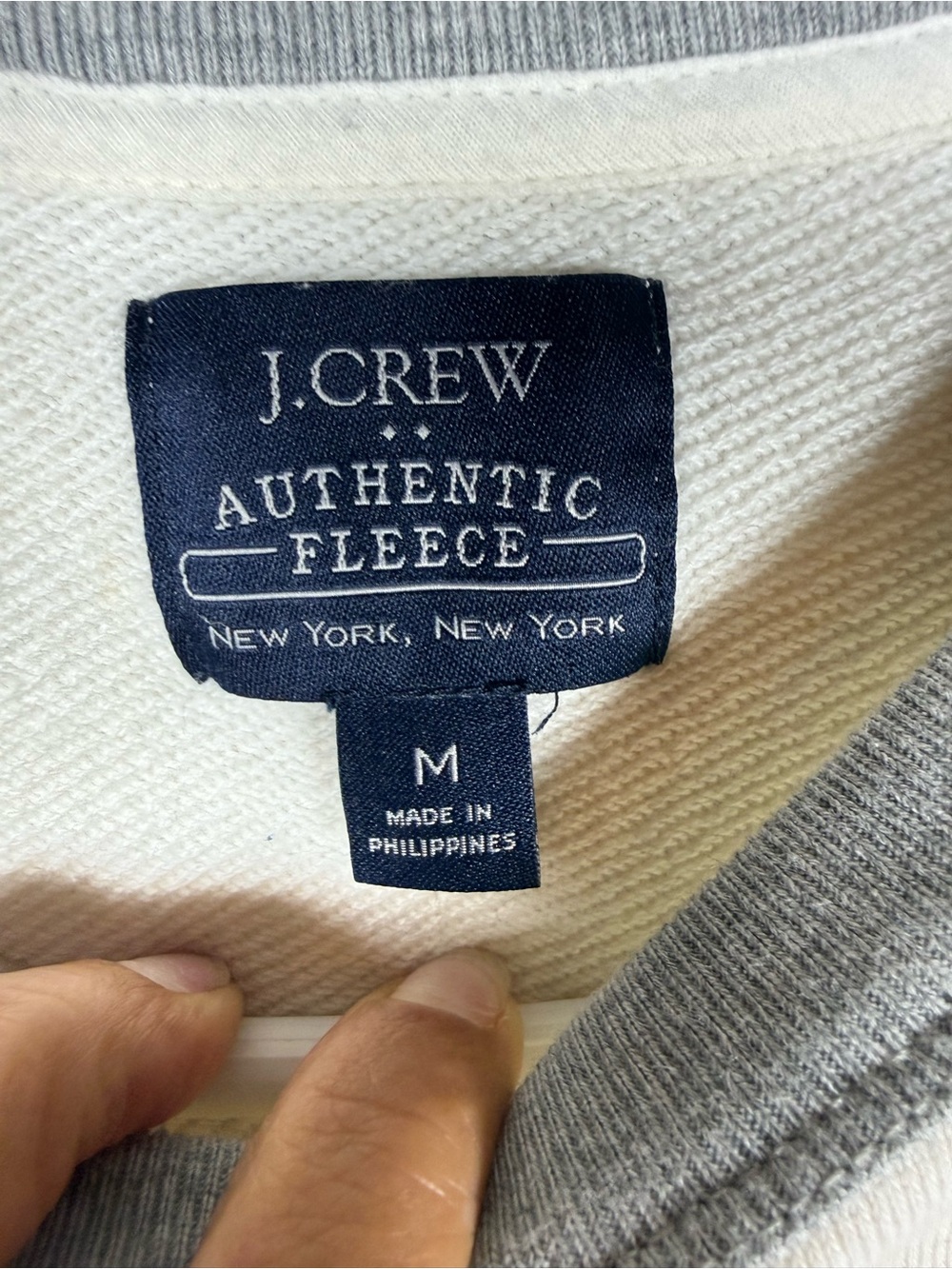 J. Crew Two-Tone Fleece Crewneck - White & Gray. 100% Cotton - Picture 3 of 8